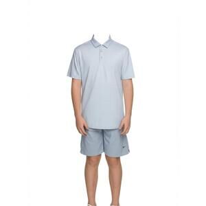 HORN LEGEND Polo Shirt Kids  XL Light Blue White Stripes Short Sleeve Casual